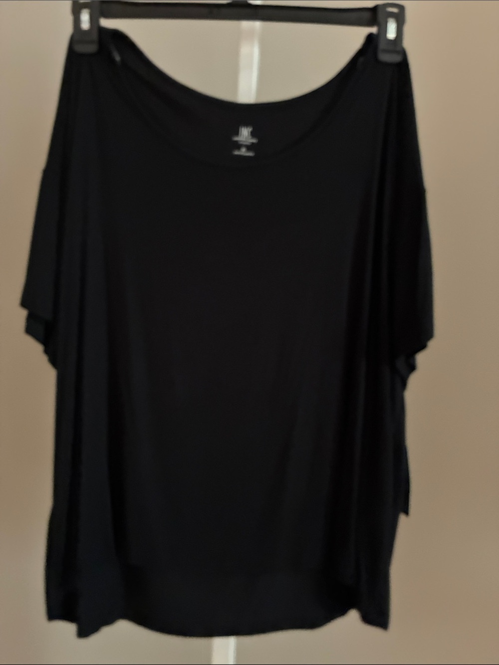 INC International Concepts Black Scoop Neck Women's Sleep Shirt